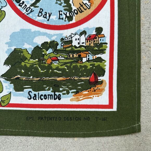 Devon England Tea Towel 20 x 30" Map Landmarks Combe Martin Dartmouth Castle - Picture 4 of 7